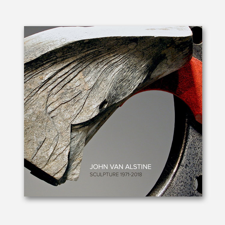 The cover of John Van Alstine: Sculpture 1971�2018 features a large piece of slate arching across the upper-left corner of the cover.